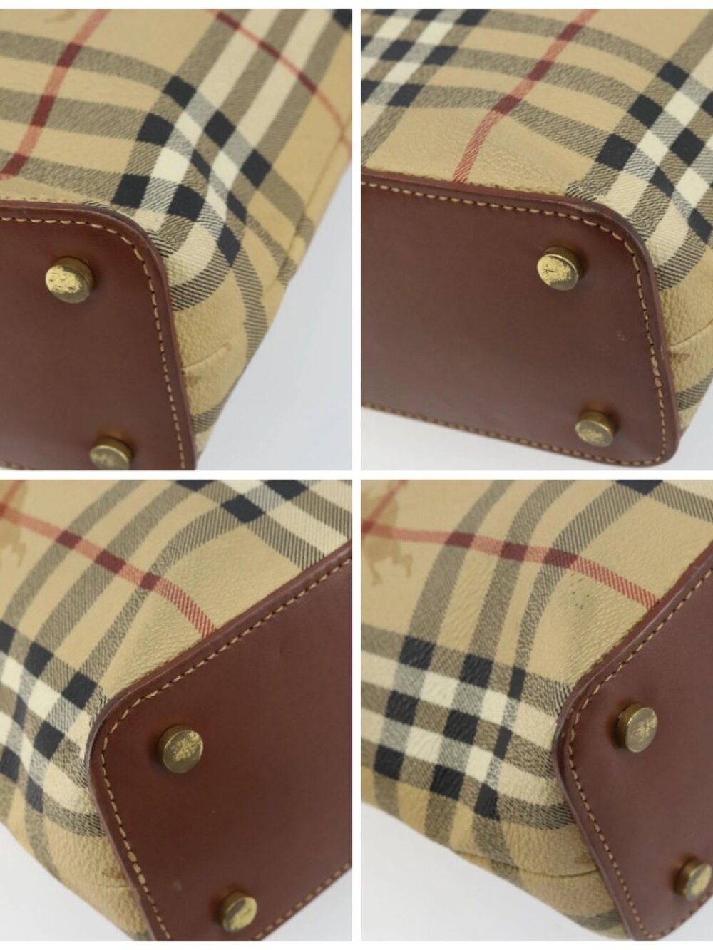 BURBERRY Nova Check Hand Bag PVC Beige Gold Auth BA8952 - Picture 16 of 16